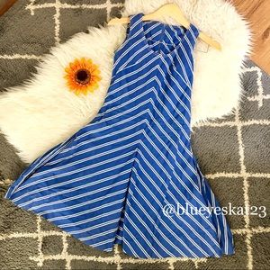 Vintage Blue & White Striped A-Lined Dress